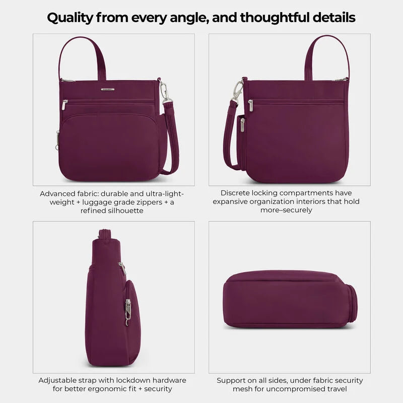 Travelon Anti-Theft Classic N/S Crossbody - Burgundy