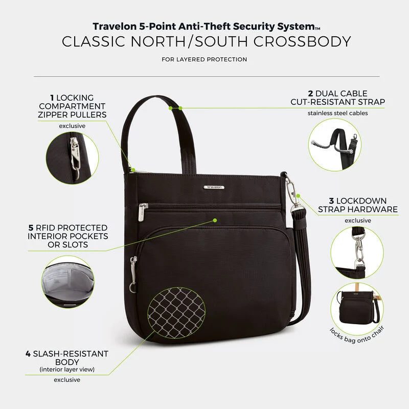 Travelon Anti-Theft North/South Crossbody - Black