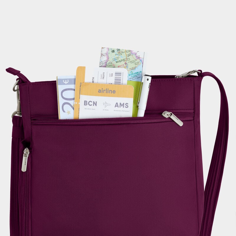 Travelon Anti-Theft Classic N/S Crossbody - Burgundy