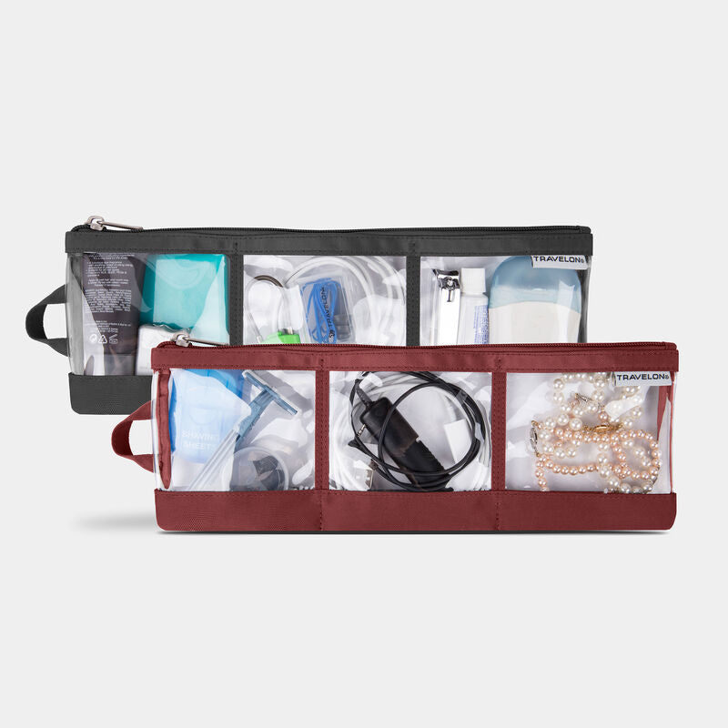 Travelon Set of 2 Accessory Organizers- Black/Cranberry