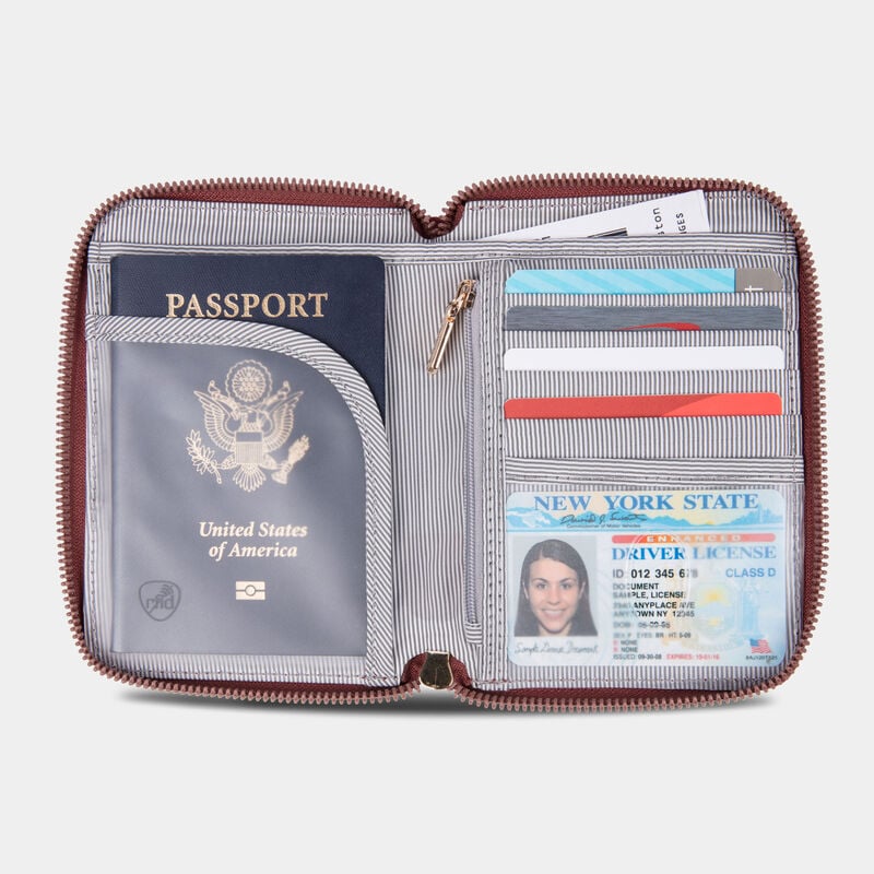 Travelon RFID Blocking Passport Zip Wallet - Dark Bordeaux