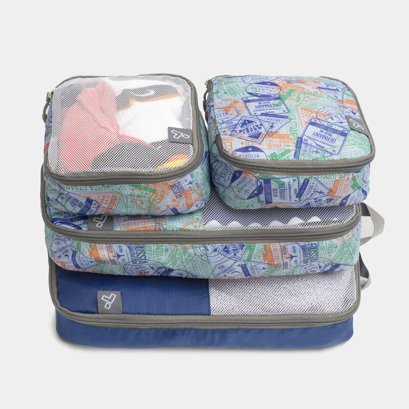 Travelon Bags Set of 4 Packing Organizers - Passport Stamp Print