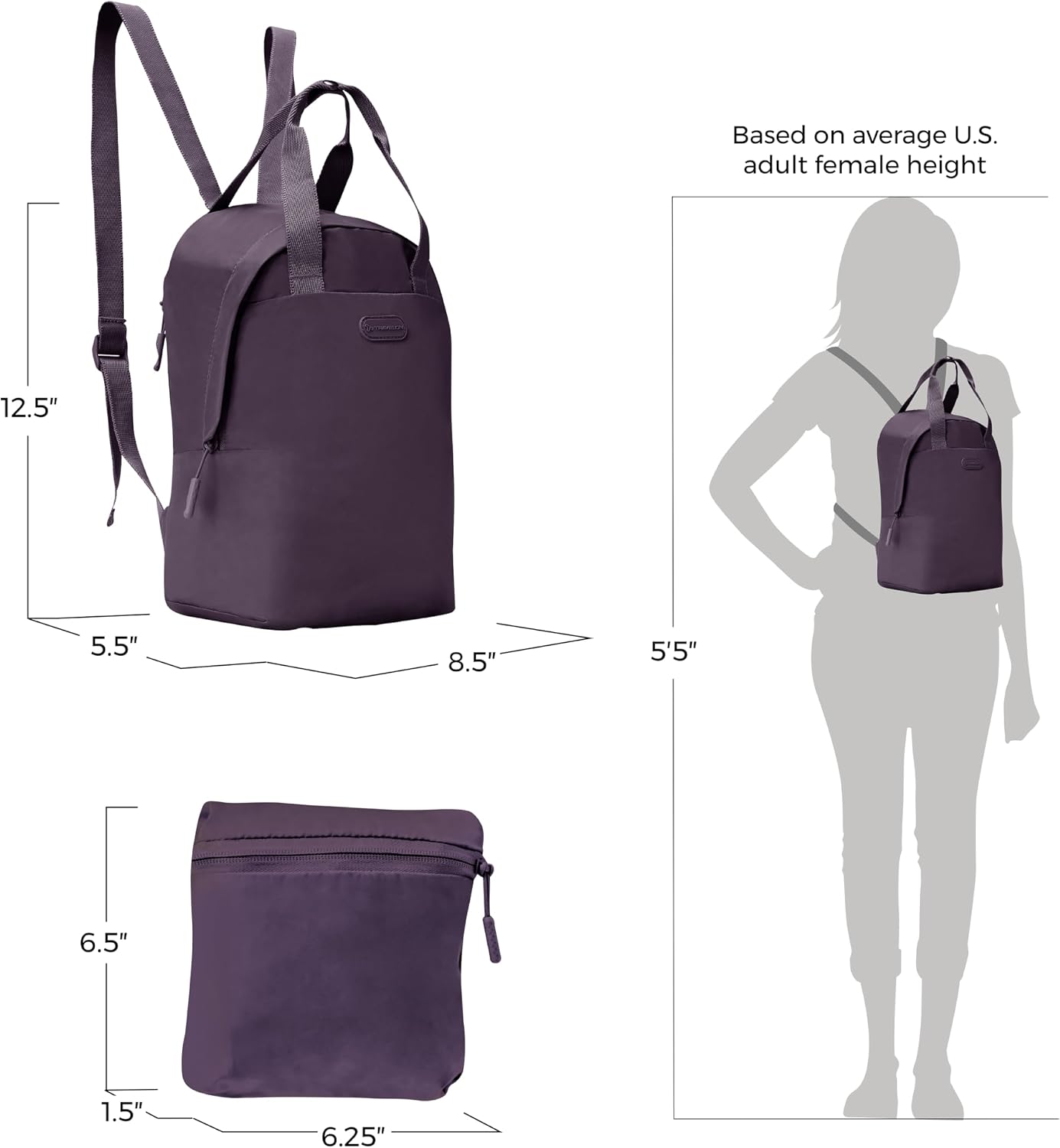 Travelon Packable Mini Backpack - Blackberry