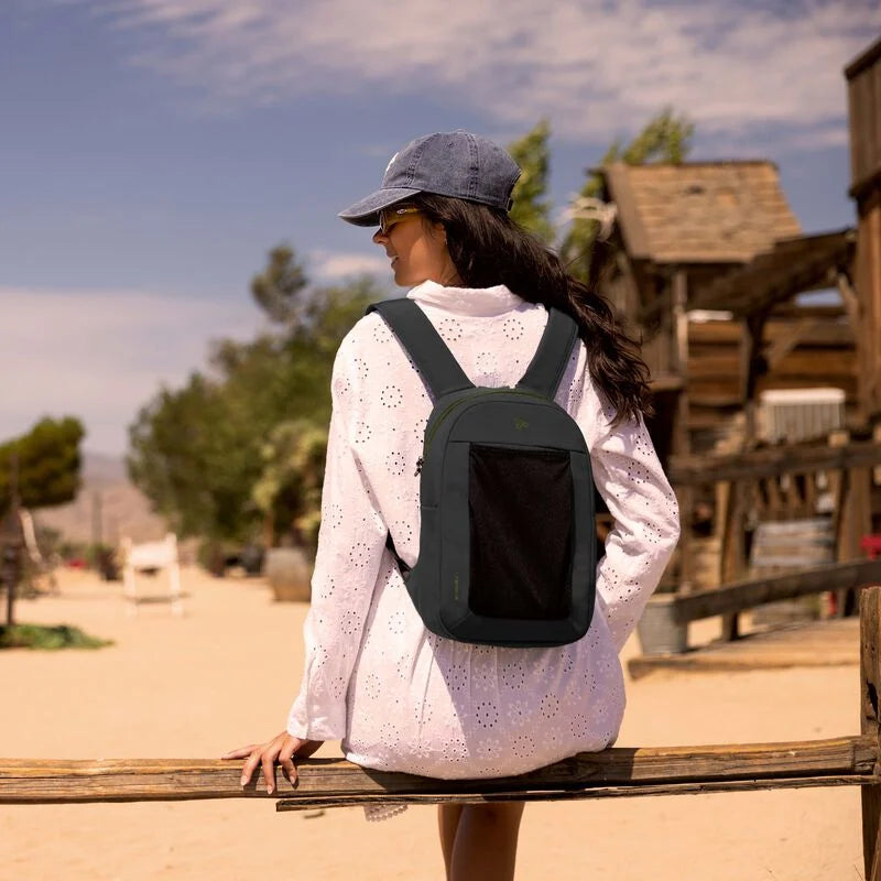Travelon Voyages Anti-Theft Small Backpack with XL Water Bottle Pocket - Black