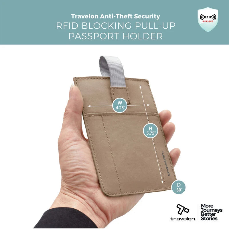 Travelon RFID Blocking Pull-Up Passport Holder - Sable