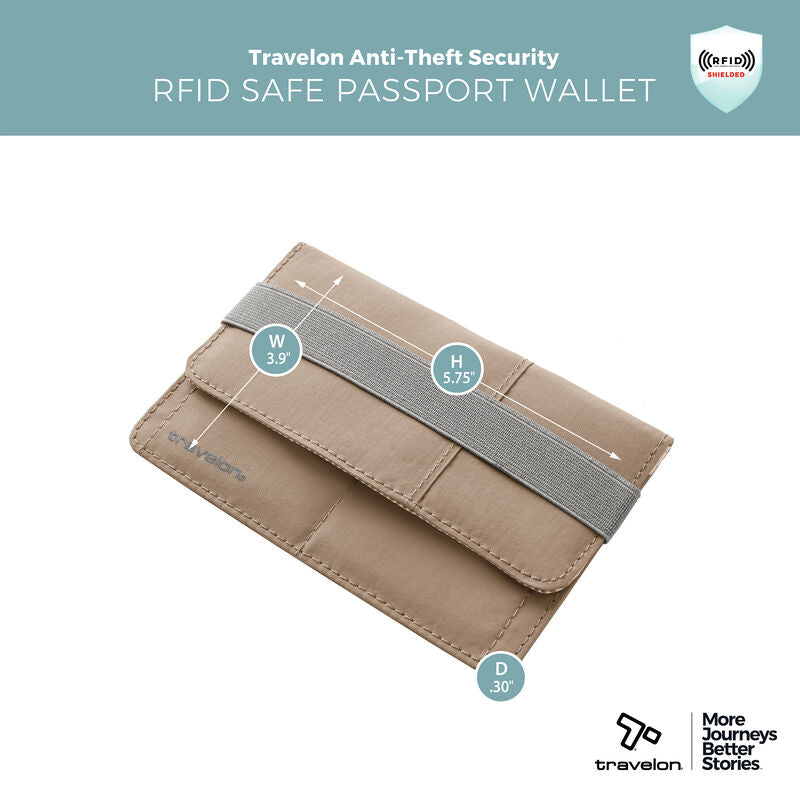 Travelon RFID Blocking Flap Closure Passport Case - Sable