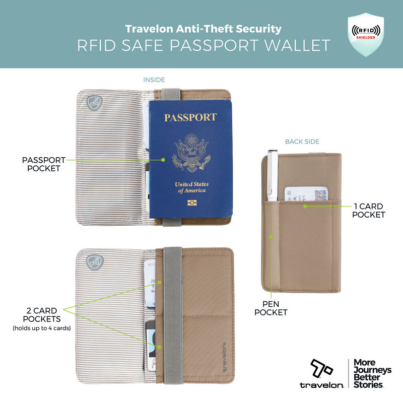 Travelon RFID Blocking Flap Closure Passport Case - Sable