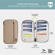 Travelon RFID Blocking Family Passport Wallet - Sable