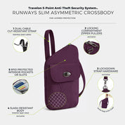 Travelon Runways Anti-Theft Slim Asymmetric Crossbody - Plum