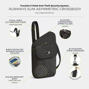 Travelon Runways Anti-Theft Slim Asymmetric Crossbody - Black