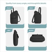 Travelon Runways Anti-Theft Slim Asymmetric Crossbody - Black
