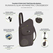 Travelon Runways Anti-Theft Slim Asymmetric Crossbody - Smoke