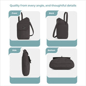 Travelon Runways Anti-Theft Slim Asymmetric Crossbody - Smoke
