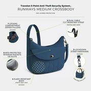 Travelon Runways Anti-Theft Medium Crossbody - Ocean