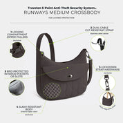 Travelon Runways Anti-Theft Medium Crossbody - Smoke
