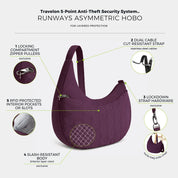 Travelon Runways Anti-Theft Asymmetric Hobo - Plum