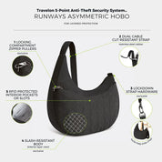 Travelon Runways Anti-Theft Asymmetric Hobo - Black