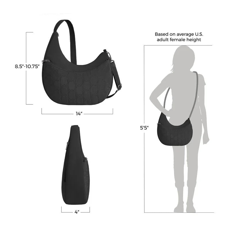 Travelon Runways Anti-Theft Asymmetric Hobo - Black