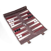 Bey Berk Suede Roll-up Travel Backgammon Set - Grey