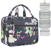 Pavilia Modern Hanging Toiletry Bag: Floral Gray