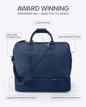 NOBL Travel Drop Bottom Weekender Bag - Midnight Blue