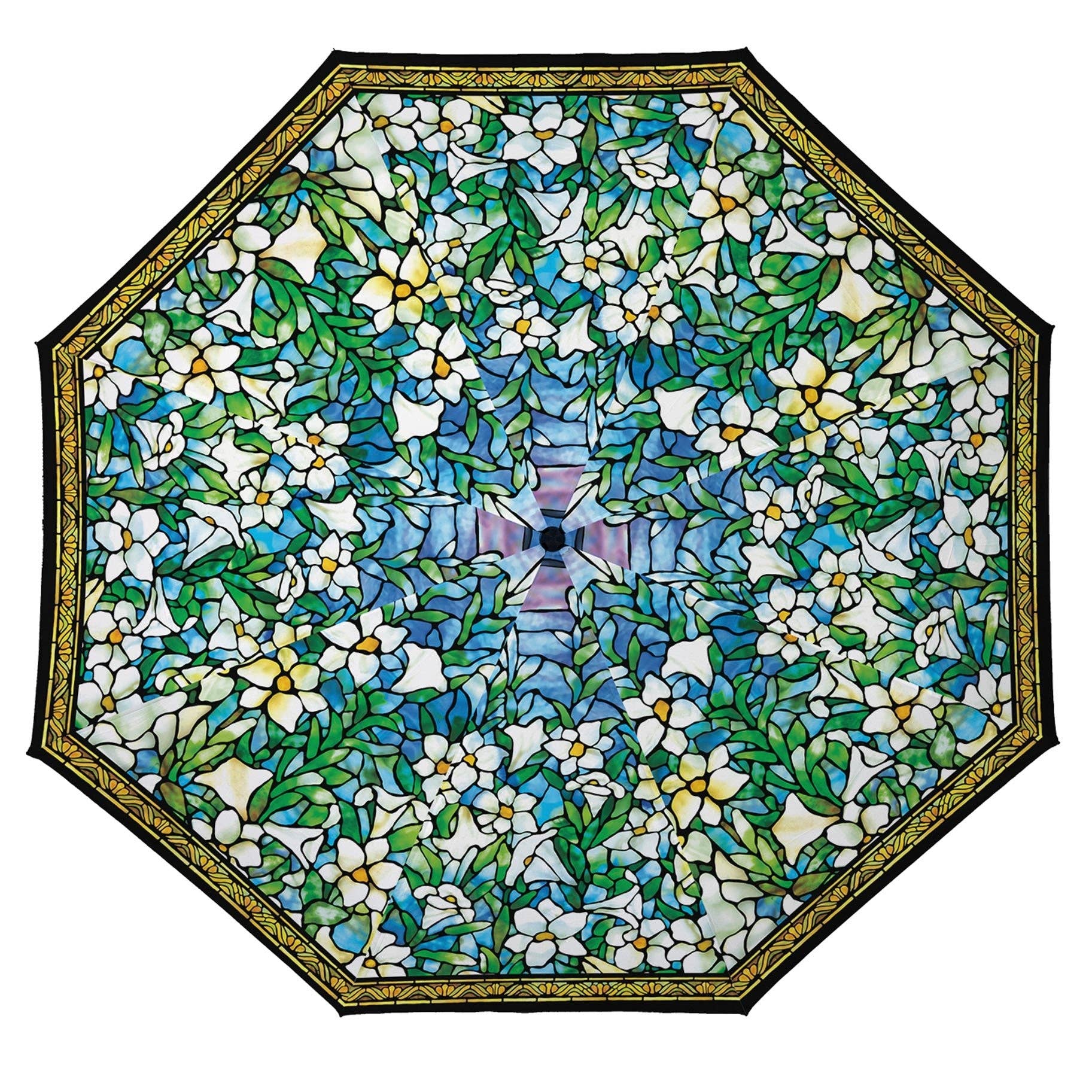 RainCaper Tiffany Field of Lilies Travel Umbrella – Compact, One-Touch Open & Close