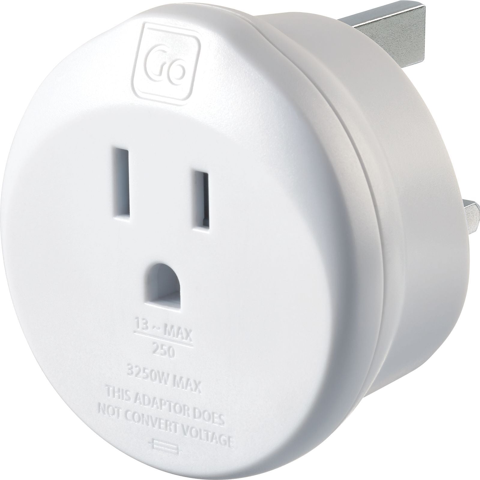Go Travel Grounded Adaptor Plug USA/UK - White