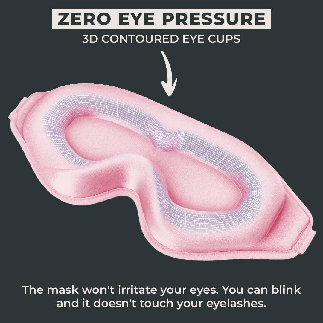 FlyHugz® Premium 100% Blackout Sleep Mask - Pink