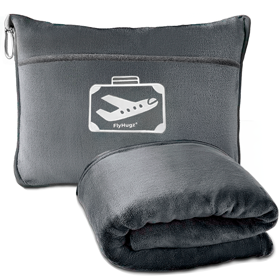 FlyHugz® Travel Blanket & Comfort Bag: Gray