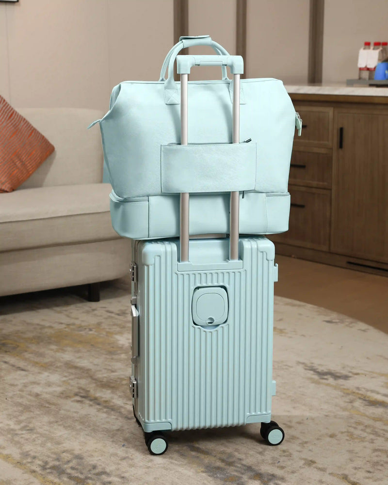 NOBL Travel Drop Bottom Weekender Bag - Powder Blue