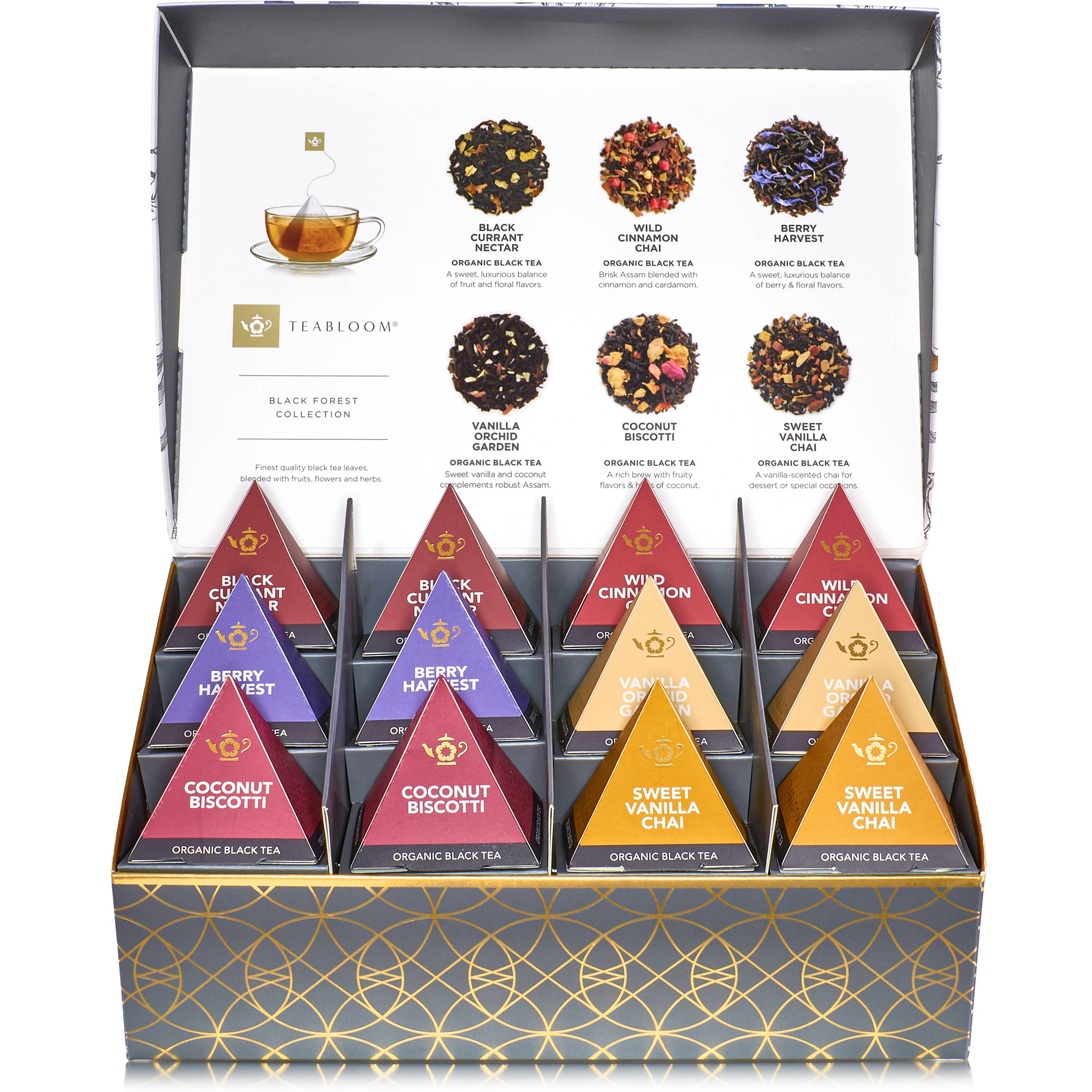 Teabloom Black Forest Gift Box - Set of 12 Pyramid Sachets