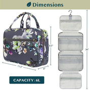 Pavilia Modern Hanging Toiletry Bag: Floral Gray