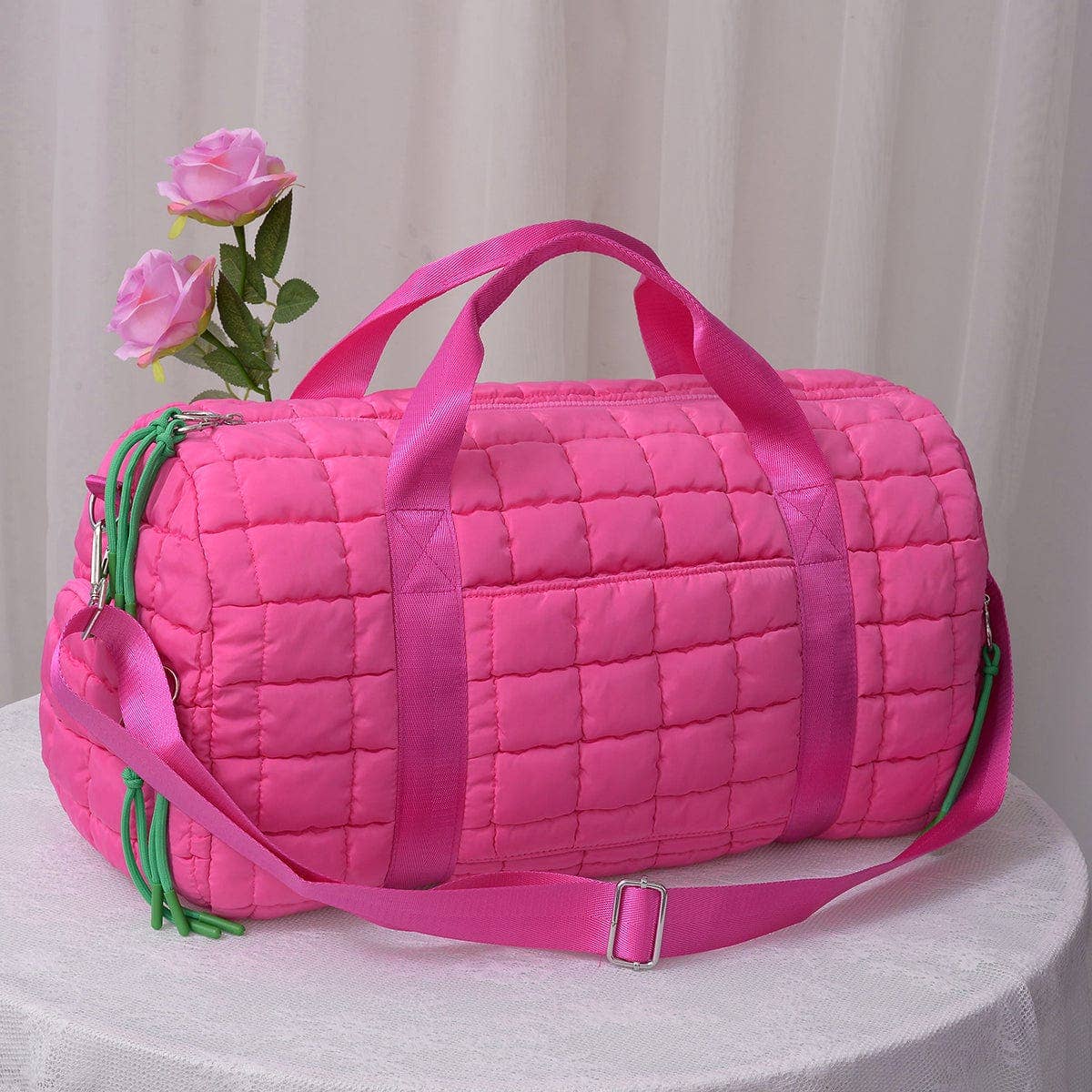 Mimi Quilted Puffer Weekender/Duffel Bag: Navy