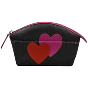 ILI New York Double Heart Cosmetic Case - Black/Red/Orchid