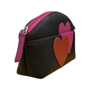 ILI New York Double Heart Cosmetic Case - Black/Red/Orchid