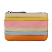 ILI New York Leather Striped Coin Purse - Pink Rainbow