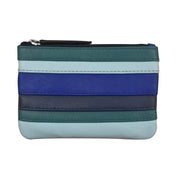 ILI New York Leather Striped Coin Purse - Denim Multi