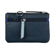 ILI New York Leather Striped Coin Purse - Denim Multi