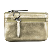 ILI New York  Leather Coin Holder with Key Ring - Light Gold