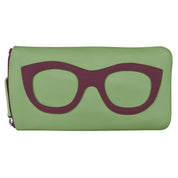 ILI New York Leather Eyeglass Case – Sage/Eggplant