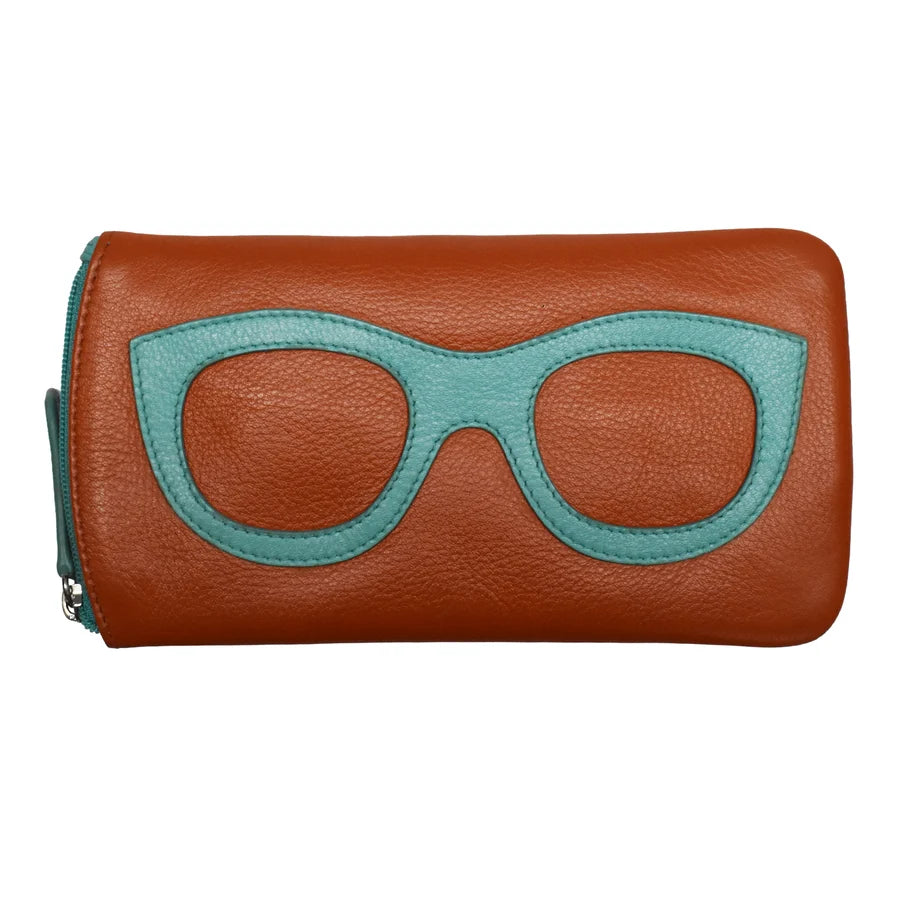 ILI New York Leather Eyeglass Case – Terracotta/Turquoise