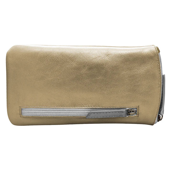 ILI New York Leather Eyeglass Case – Light Gold/Silver