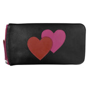 ILI New York Eyeglass Case with Double Heart - Black/Red/Orchid