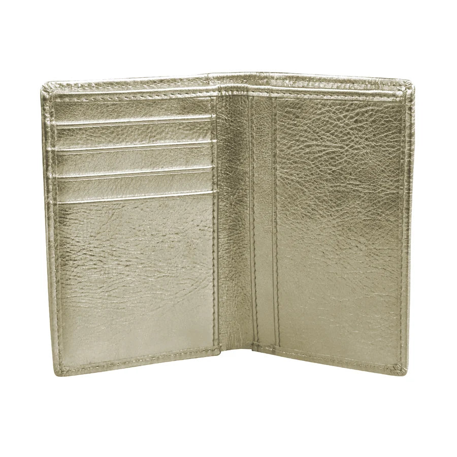 ILI New York RFID Vertical Fold Card Wallet - Light Gold