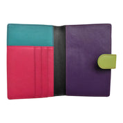 ILI New York RFID Leather Multi Color Passport ID Wallet w/Tab- Black Brights