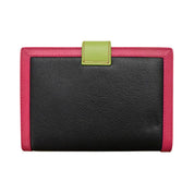 ILI New York RFID Leather Multi Color Passport ID Wallet w/Tab- Black Brights