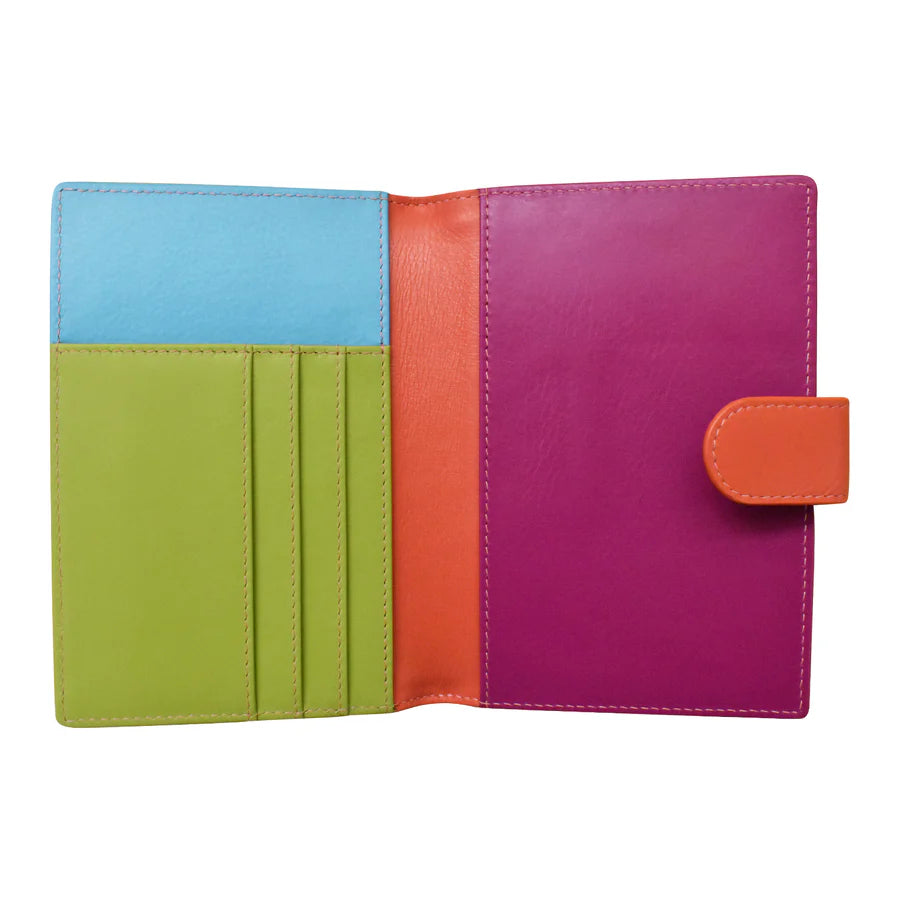 ILI New York RFID Leather Multi Color Passport ID Wallet w/Tab - Paradise Multi