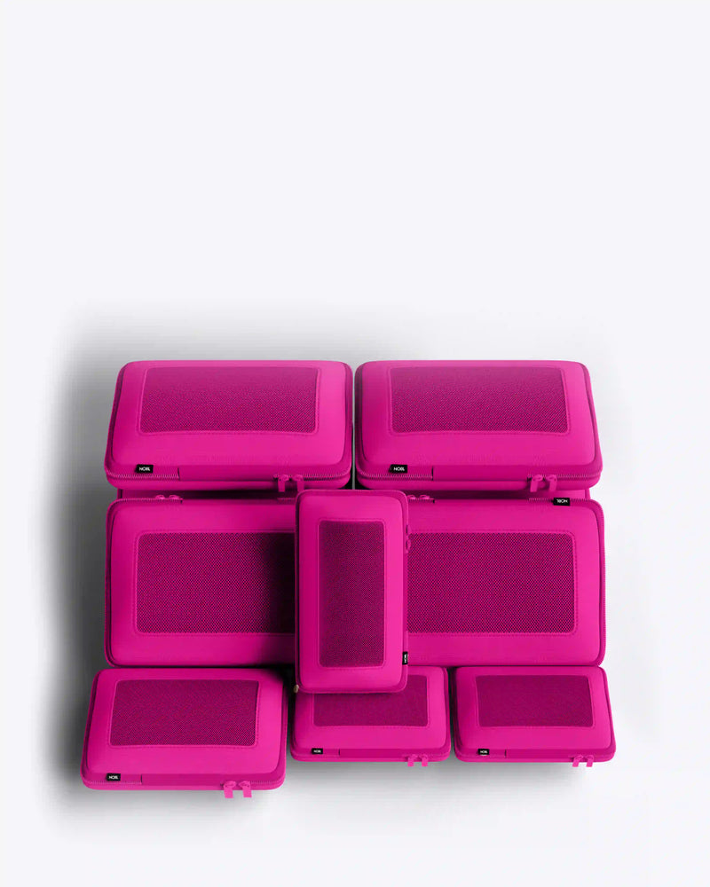 NOBL Travel Compressible 6 Piece Packing Cube Set - Hot Pink