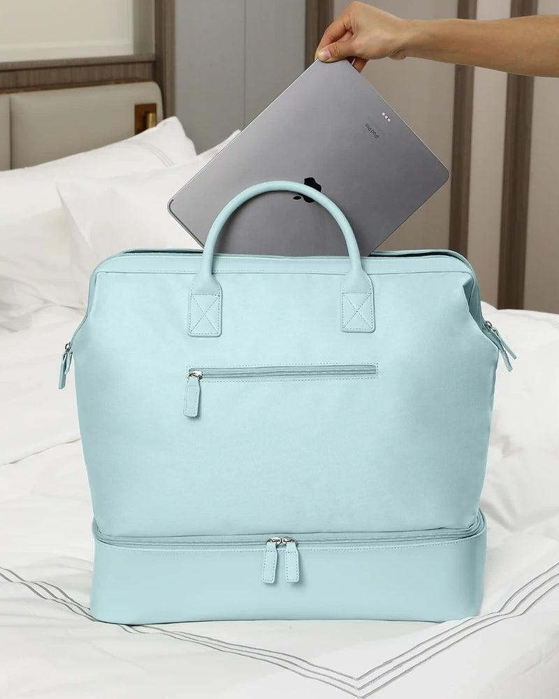 NOBL Travel Drop Bottom Weekender Bag - Powder Blue