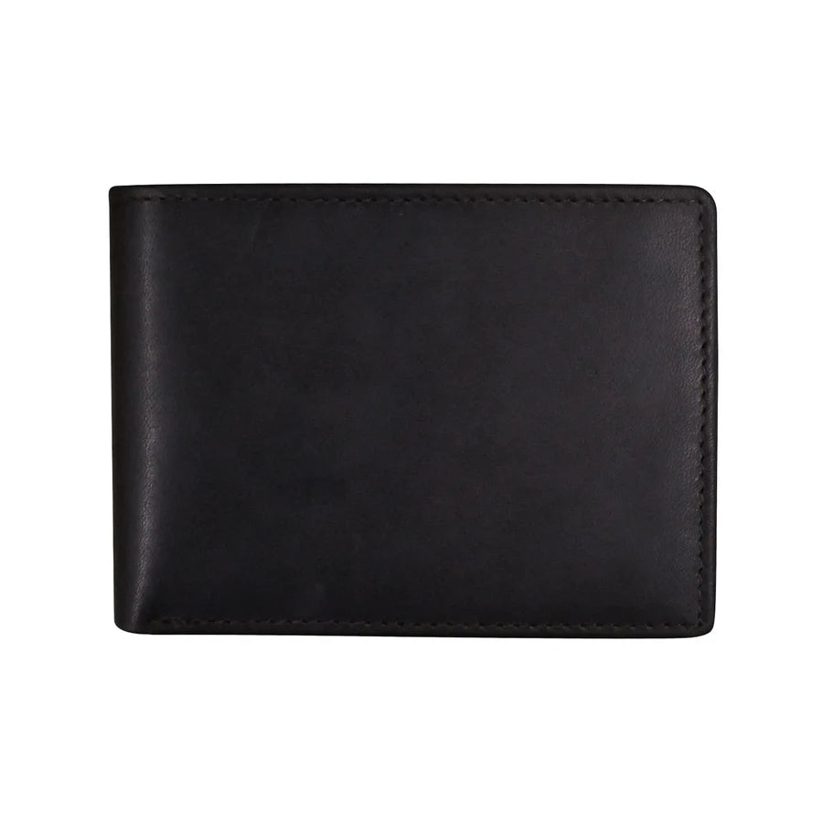 ILI New York Men's RFID Compact Bifold Wallet with Left Flip - Chocolate